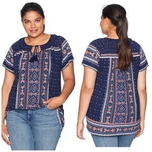 NWT PLUS Lucky Brand Bohemian Tile Print Top